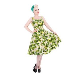 Lemon Print Tropical 50s Dress Vintage Repro